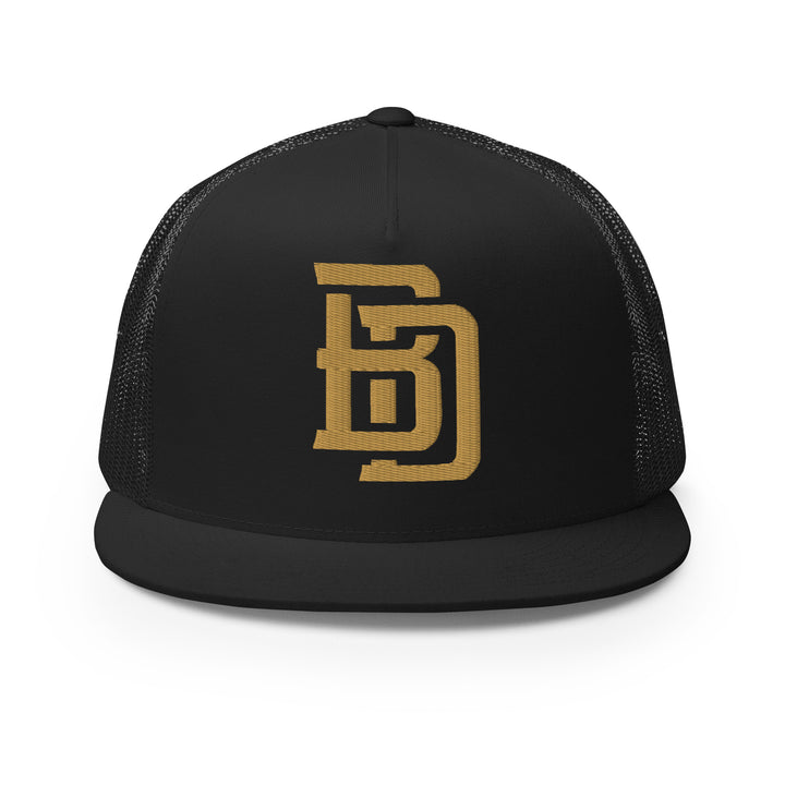 "BD" Five Panel Trucker Cap | E Luna Brand CORE | 1 Old Gold Thread Logo