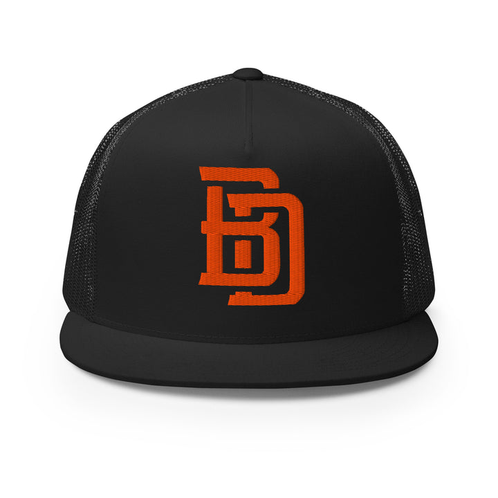 "BD" Five Panel Trucker Cap | E Luna Brand CORE | 1 Orange Thread Logo