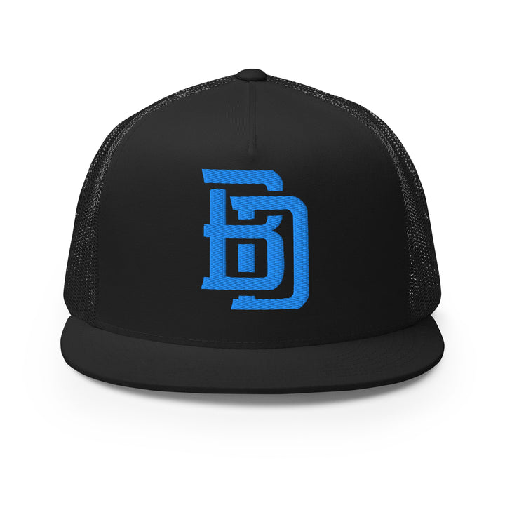 "BD" Five Panel Trucker Cap | E Luna Brand CORE | 1 Aqua/Teal Thread Logo