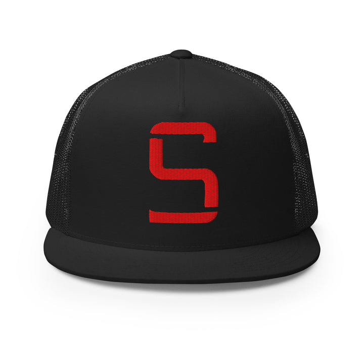 "S" Five Panel Trucker Cap | E Luna Brand CLASSIC | 1 Red Thread Logo | 3D Puff Edition