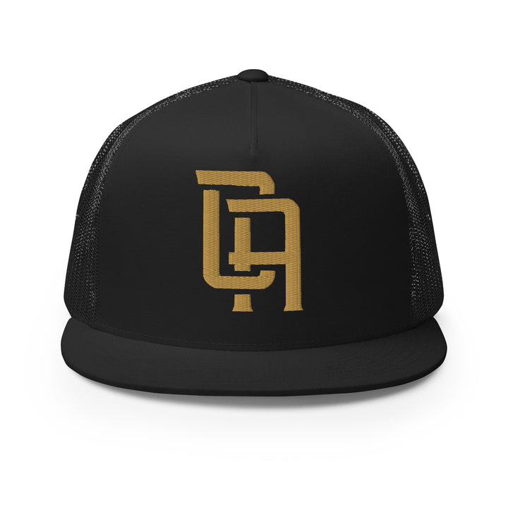 "CA" Five Panel Trucker Cap | E Luna Brand CORE | 1 Old Gold Thread Logo