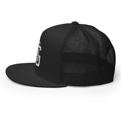 "ANG" Five Panel Trucker Cap | Yupoong 6006 | E Luna CLASSIC Solocrest 1 White Thread Front Logo