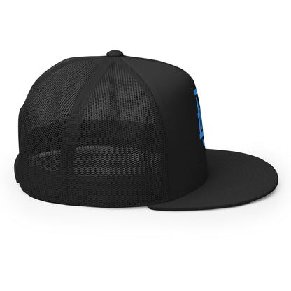 "BOX" Five Panel Trucker Cap | Yupoong 6006 | E Luna Classic Solocrest 1 Royal Thread Logo