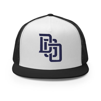 "DGO" Five Panel Trucker Cap | Yupoong 6006 | E Luna CLASSIC Solocrest 1 Navy Thread Logo