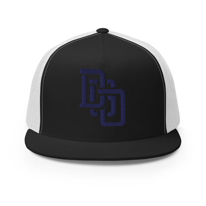 "DGO" Five Panel Trucker Cap | Yupoong 6006 | E Luna CLASSIC Solocrest 1 Navy Thread Logo