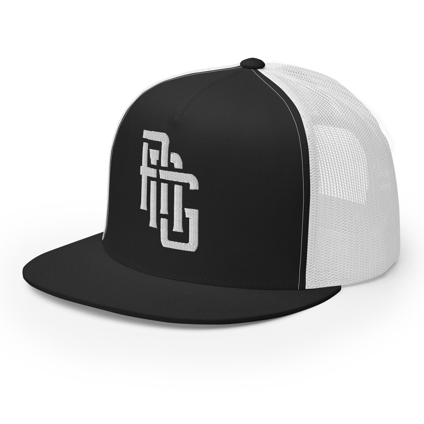 "ANG" Five Panel Trucker Cap | Yupoong 6006 | E Luna CLASSIC Solocrest 1 White Thread Front Logo