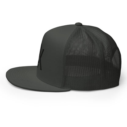 "BOX" Five Panel Trucker Cap | Yupoong 6006 | E Luna CLASSIC Solocrest 1 Black Thread Front Logo