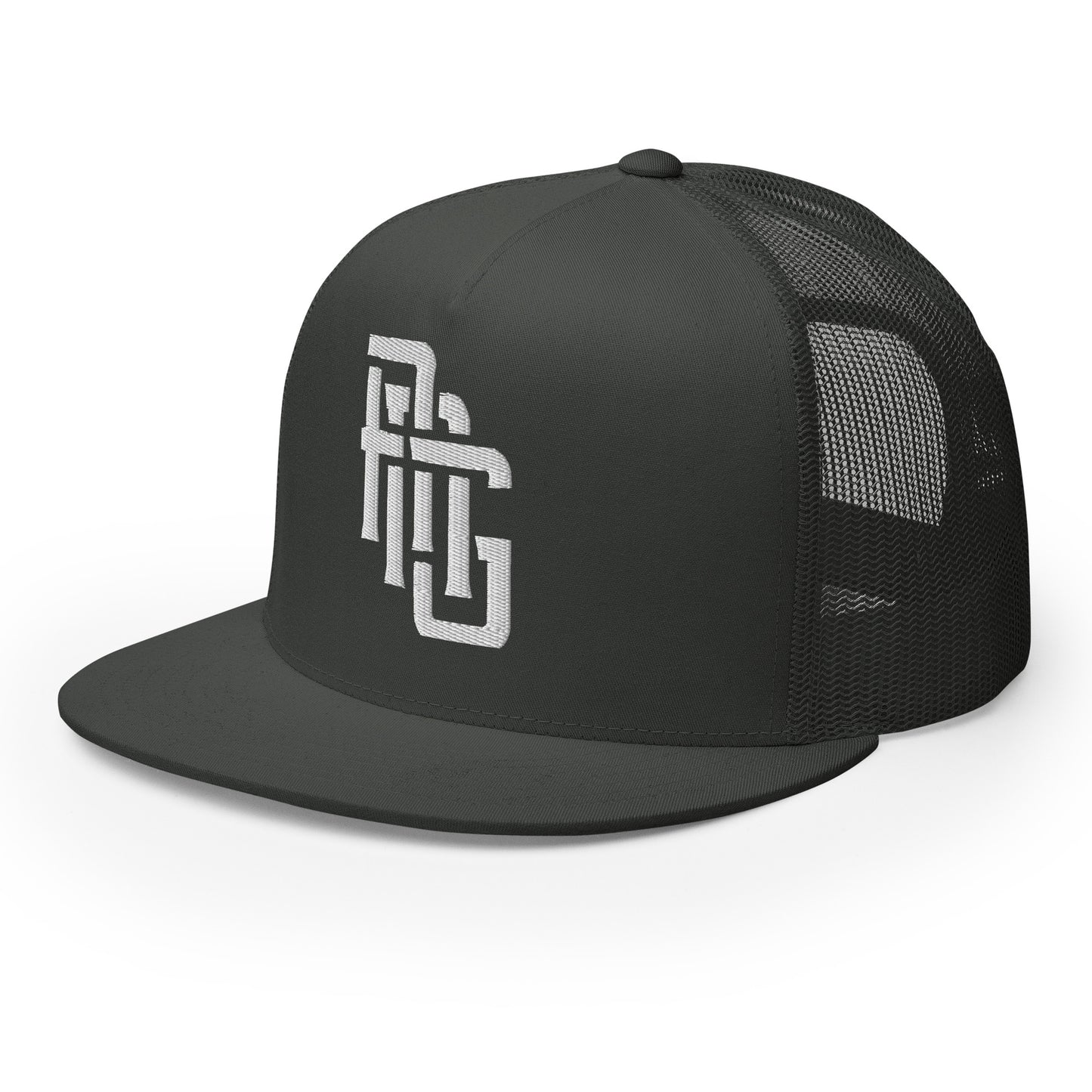 "ANG" Five Panel Trucker Cap | Yupoong 6006 | E Luna CLASSIC Solocrest 1 White Thread Front Logo