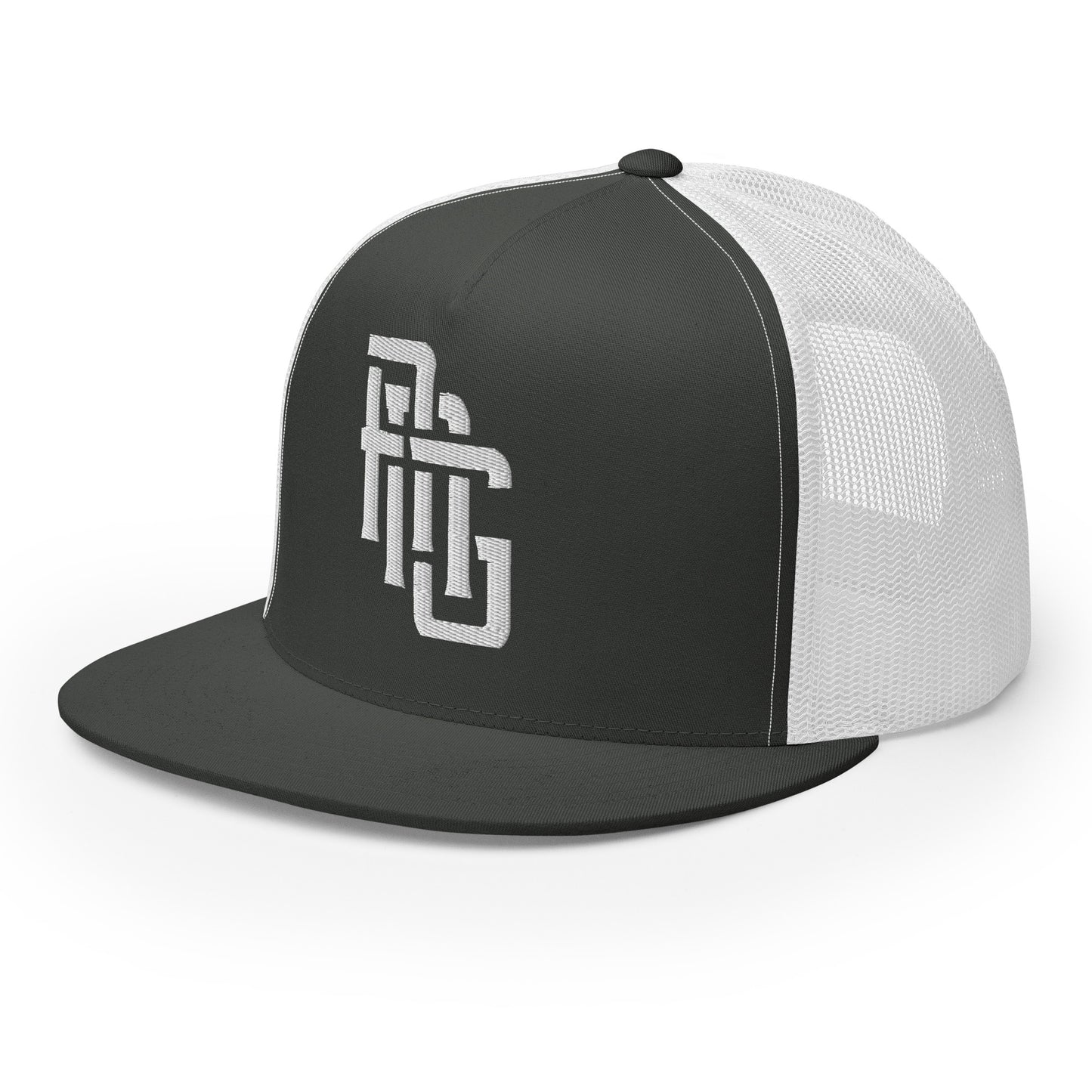 "ANG" Five Panel Trucker Cap | Yupoong 6006 | E Luna CLASSIC Solocrest 1 White Thread Front Logo