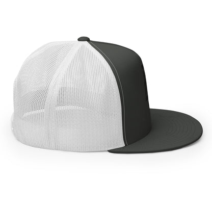 "BOX" Five Panel Trucker Cap | Yupoong 6006 | E Luna CLASSIC Solocrest 1 Black Thread Front Logo