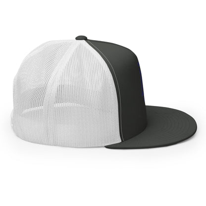 "DGO" Five Panel Trucker Cap | Yupoong 6006 | E Luna CLASSIC Solocrest 1 Navy Thread Logo