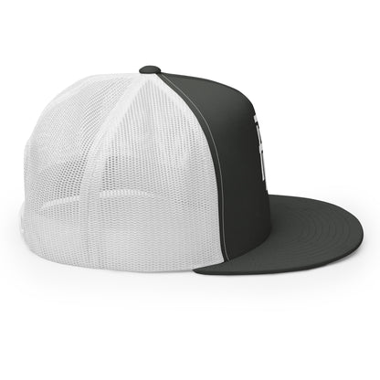 "ANG" Five Panel Trucker Cap | Yupoong 6006 | E Luna CLASSIC Solocrest 1 White Thread Front Logo