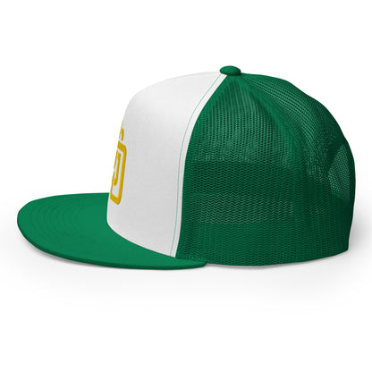 "DGO" Five Panel Trucker Cap | Yupoong 6006 | E Luna CLASSIC Solocrest 1 Gold Thread Logo