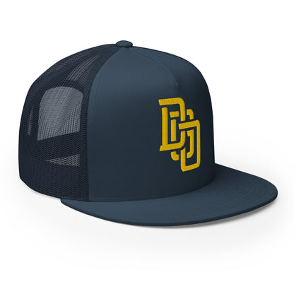 "DGO" Five Panel Trucker Cap | Yupoong 6006 | E Luna CLASSIC Solocrest 1 Gold Thread Logo
