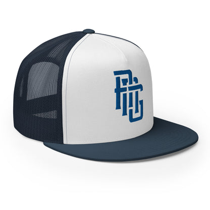 "ANG" Five Panel Trucker Cap | Yupoong 6006 | E Luna CLASSIC Solocrest 1 Royal Thread Front Logo
