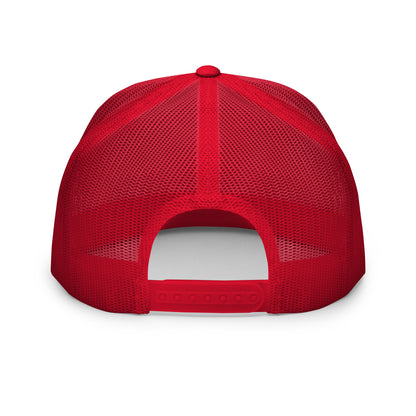 "ANG" Five Panel Trucker Cap | Yupoong 6006 | E Luna CLASSIC Solocrest 1 Red Thread Front Logo