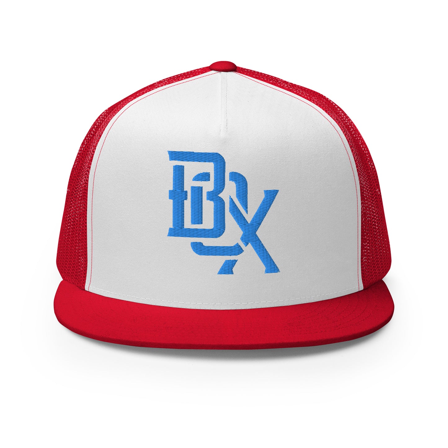 "BOX" Five Panel Trucker Cap | Yupoong 6006 | E Luna Classic Solocrest 1 Royal Thread Logo
