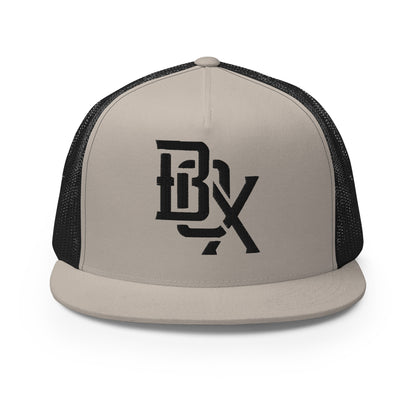 "BOX" Five Panel Trucker Cap | Yupoong 6006 | E Luna CLASSIC Solocrest 1 Black Thread Front Logo