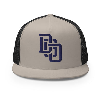 "DGO" Five Panel Trucker Cap | Yupoong 6006 | E Luna CLASSIC Solocrest 1 Navy Thread Logo