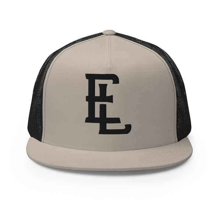 "EL" Five Panel Trucker Cap | E Luna Brand CLASSIC | 1 Black Thread Logo
