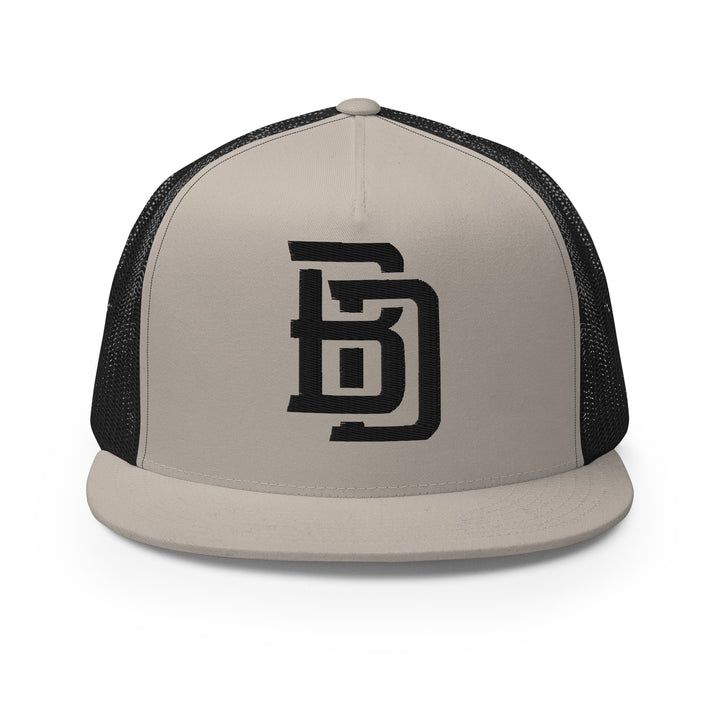 "BD" Five Panel Trucker Cap | E Luna Brand CLASSIC | 1 Black Thread Logo | 3D Puff Edition