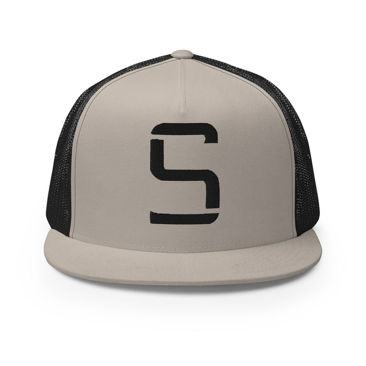 "S" Five Panel Trucker Cap | E Luna Brand CLASSIC | 1 Black Thread Logo | 3D Puff Edition