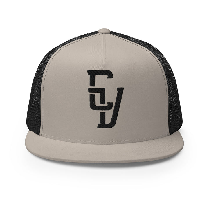 "CV" 2.0 Five Panel Trucker Cap | E Luna Brand CLASSIC | 1 Black Thread Logo | 3D Puff Edition
