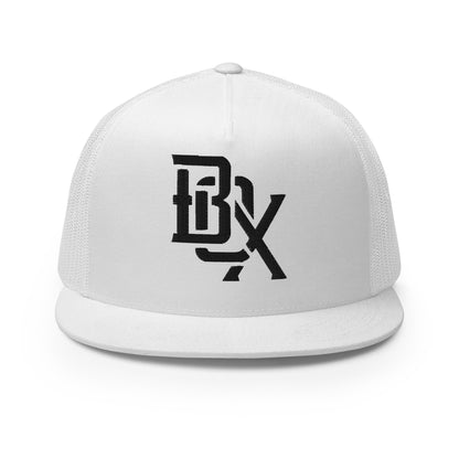 "BOX" Five Panel Trucker Cap | Yupoong 6006 | E Luna CLASSIC Solocrest 1 Black Thread Front Logo