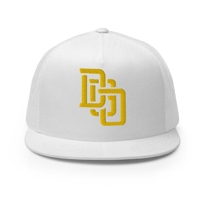 "DGO" Five Panel Trucker Cap | Yupoong 6006 | E Luna CLASSIC Solocrest 1 Gold Thread Logo