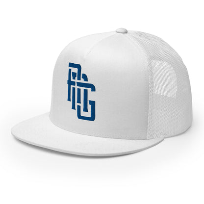 "ANG" Five Panel Trucker Cap | Yupoong 6006 | E Luna CLASSIC Solocrest 1 Royal Thread Front Logo