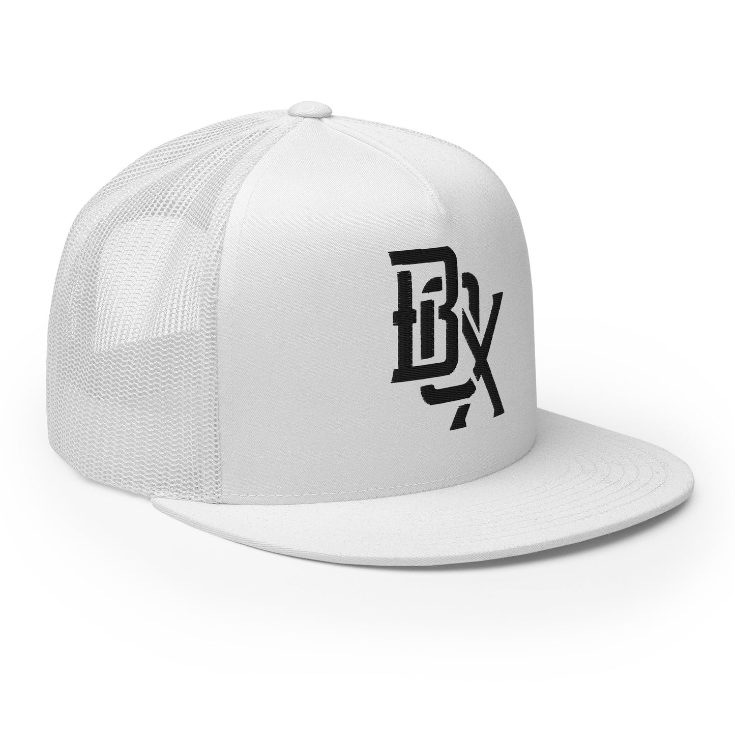"BOX" Five Panel Trucker Cap | Yupoong 6006 | E Luna CLASSIC Solocrest 1 Black Thread Front Logo