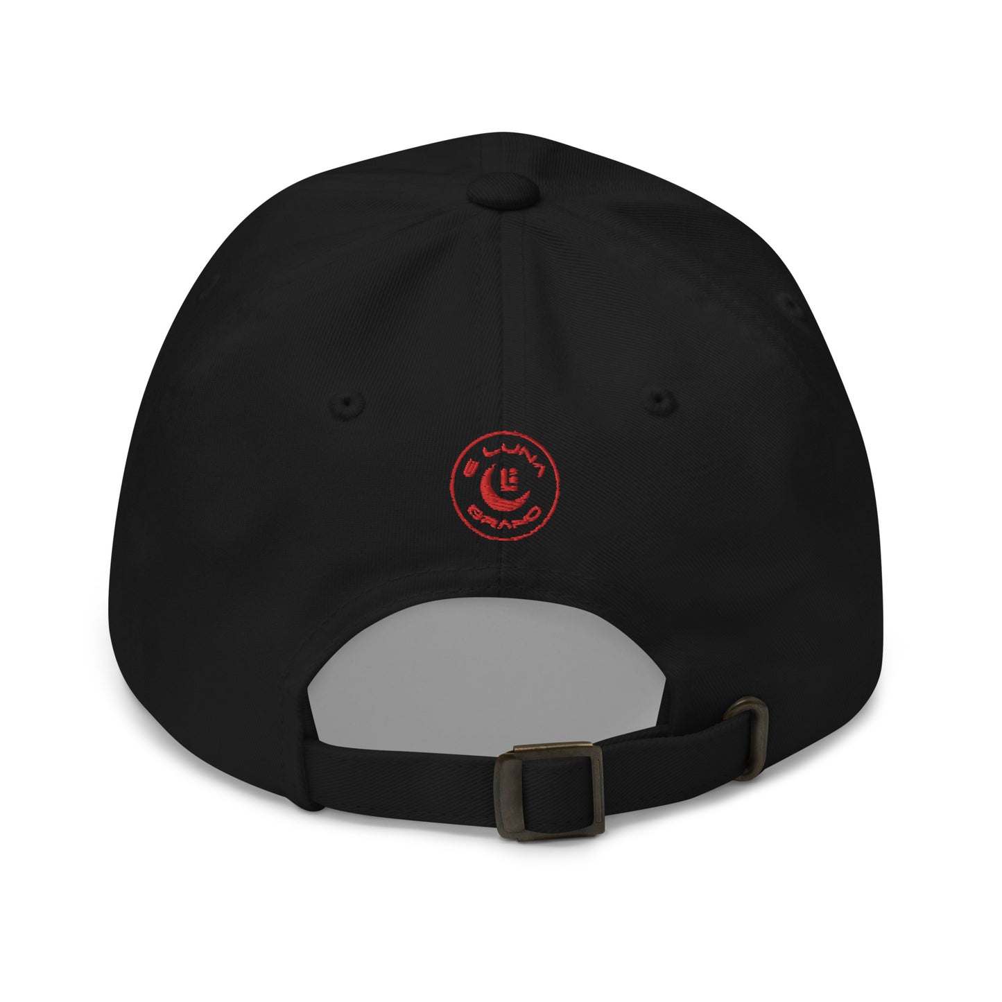 "DGO" Classic Dad Hat | Yupoong 6245CM | E Luna SELECT Tricrest 3 Red Thread Front, Left Side & Back Logos