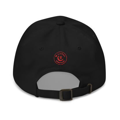 "213" Classic Dad Hat | Yupoong 6245CM | E Luna SELECT Tricrest 3 Red Thread Front, Left Side & Back Logos