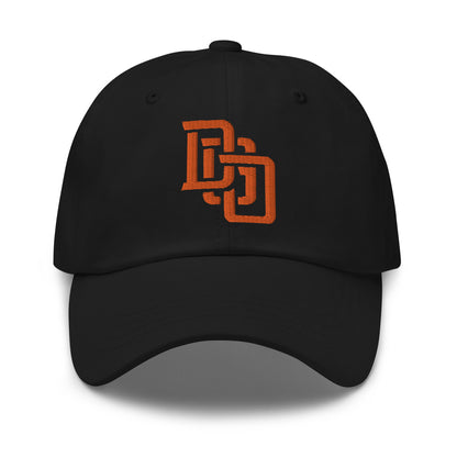 "DGO" Classic Dad Hat | Yupoong 6245CM | E Luna SELECT Tricrest 3 Orange Thread Front, Left Side & Back Logos