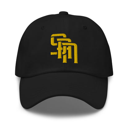 "SAN" Classic Dad Hat | Yupoong 6245CM | E Luna Brand ESSENTIAL Duocrest 2 Gold Thread Logos: Front & Left