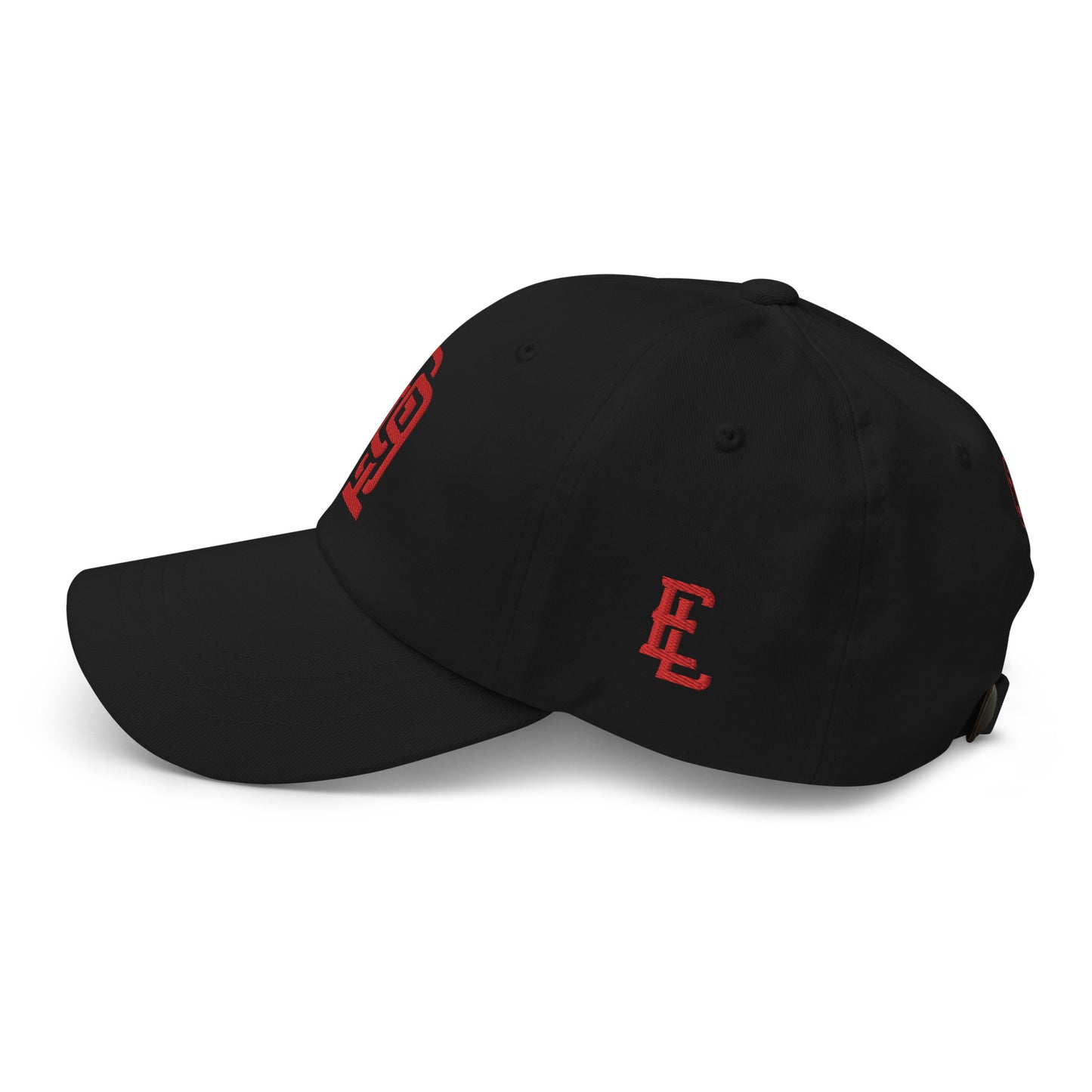 "619" Classic Dad Hat | Yupoong 6245CM | E Luna SELECT Tricrest 3 Red Thread Front, Left Side & Back Logos