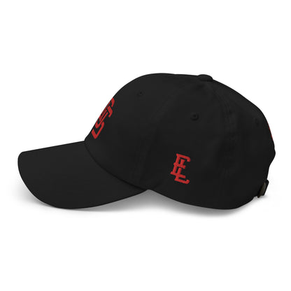 "LOS" Classic Dad Hat | Yupoong 6245CM | E Luna SELECT Tricrest 3 Red Thread Front, Left Side & Back Logos