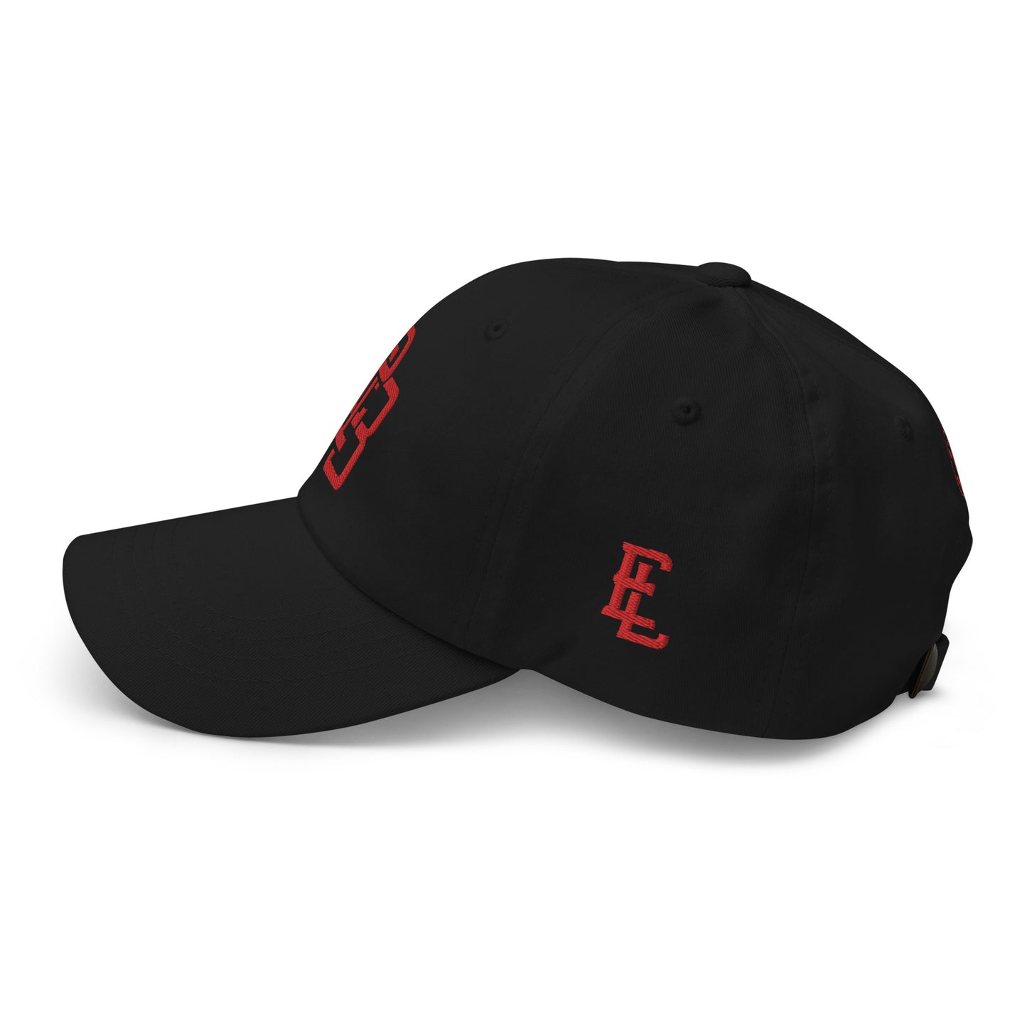 "213" Classic Dad Hat | Yupoong 6245CM | E Luna SELECT Tricrest 3 Red Thread Front, Left Side & Back Logos