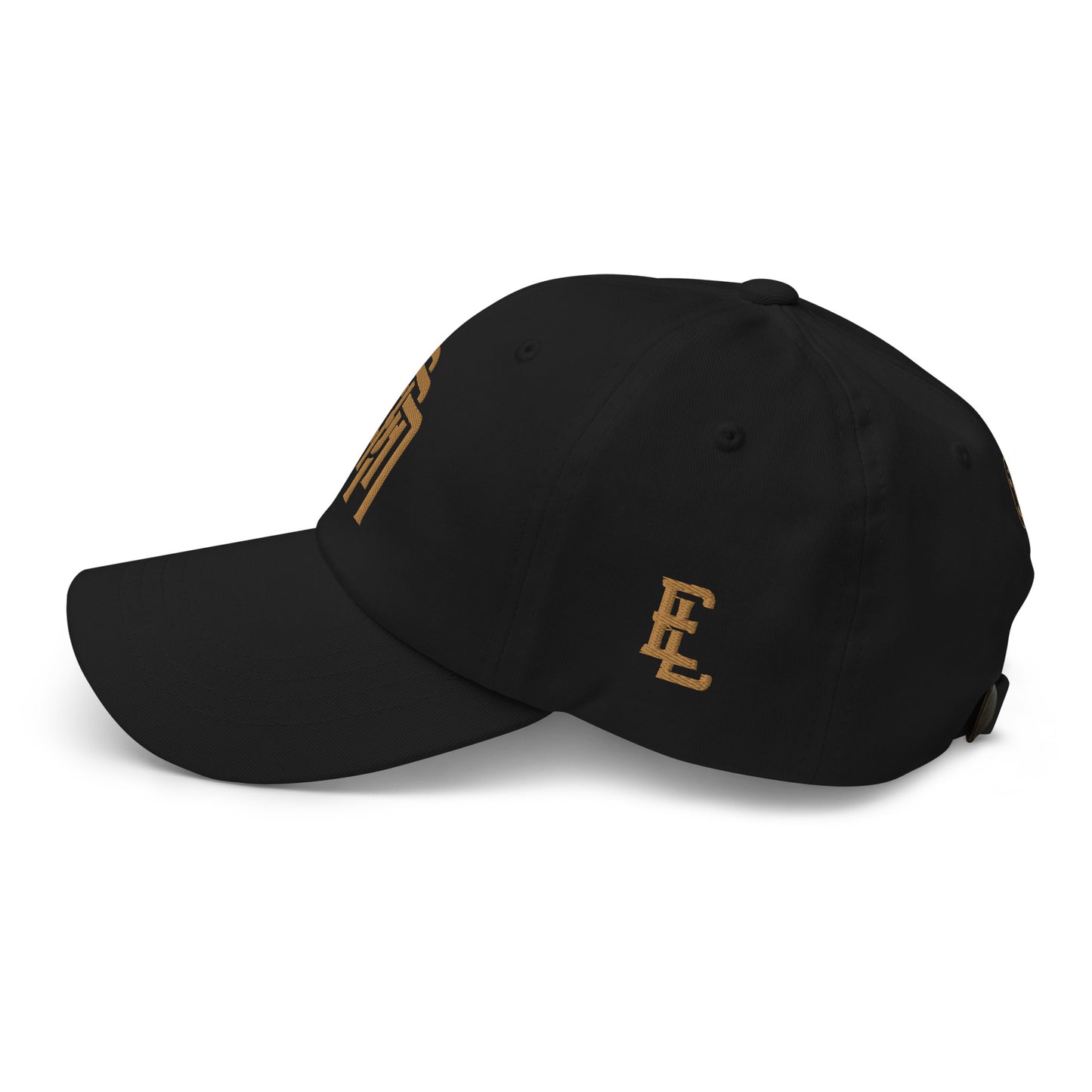 "SAN" Classic Dad Hat | Yupoong 6245CM | E Luna Brand SELECT Tricrest 3 Old Gold Thread Logos: Front, Left & Back [3D Puff Edition]