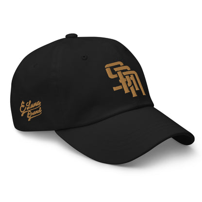 "SAN" Classic Dad Hat | Yupoong 6245CM | E Luna Brand PREMIUM Quadcrest 4 Old Gold Thread Logos: Front, Left, Right Signature & Back [3D Puff Edition]