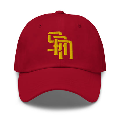 "SAN" Classic Dad Hat | Yupoong 6245CM | E Luna Brand ESSENTIAL Duocrest 2 Gold Thread Logos: Front & Left