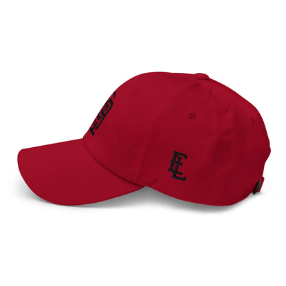 "619" Classic Dad Hat | Yupoong 6245CM | E Luna Brand ESSENTIAL Duocrest 2 Black Thread Logos: Front & Left