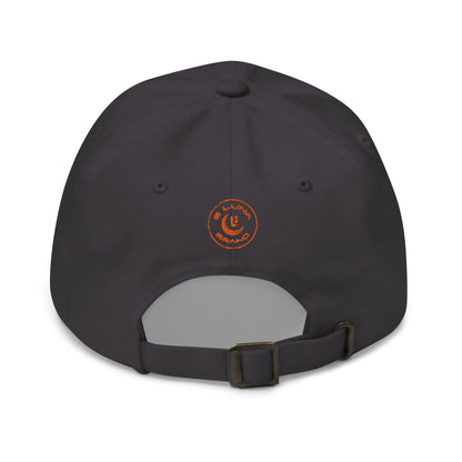 "213" Classic Dad Hat | Yupoong 6245CM | E Luna SELECT Tricrest 3 Orange Thread Front, Left Side & Back Logos