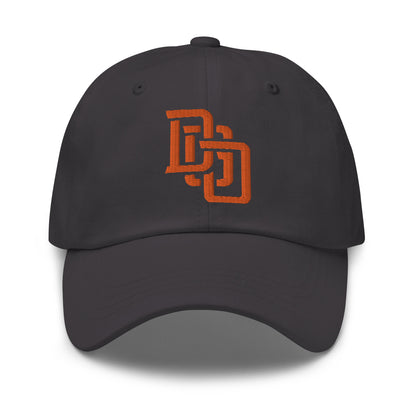 "DGO" Classic Dad Hat | Yupoong 6245CM | E Luna SELECT Tricrest 3 Orange Thread Front, Left Side & Back Logos