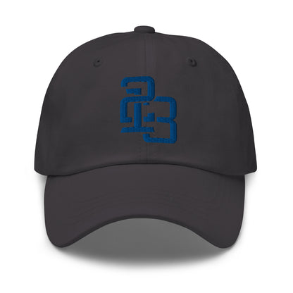 "213" Classic Dad Hat | Yupoong 6245CM | E Luna SELECT Tricrest 3 Royal Thread Front, Left Side & Back Logos