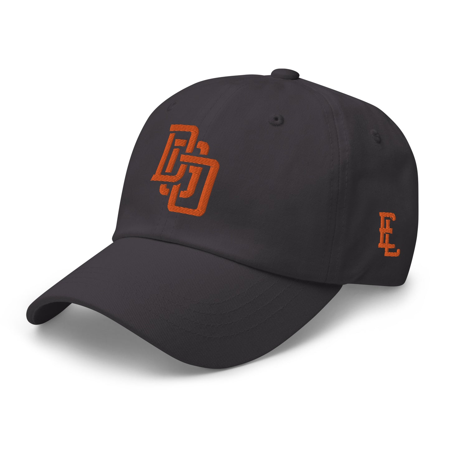 "DGO" Classic Dad Hat | Yupoong 6245CM | E Luna SELECT Tricrest 3 Orange Thread Front, Left Side & Back Logos