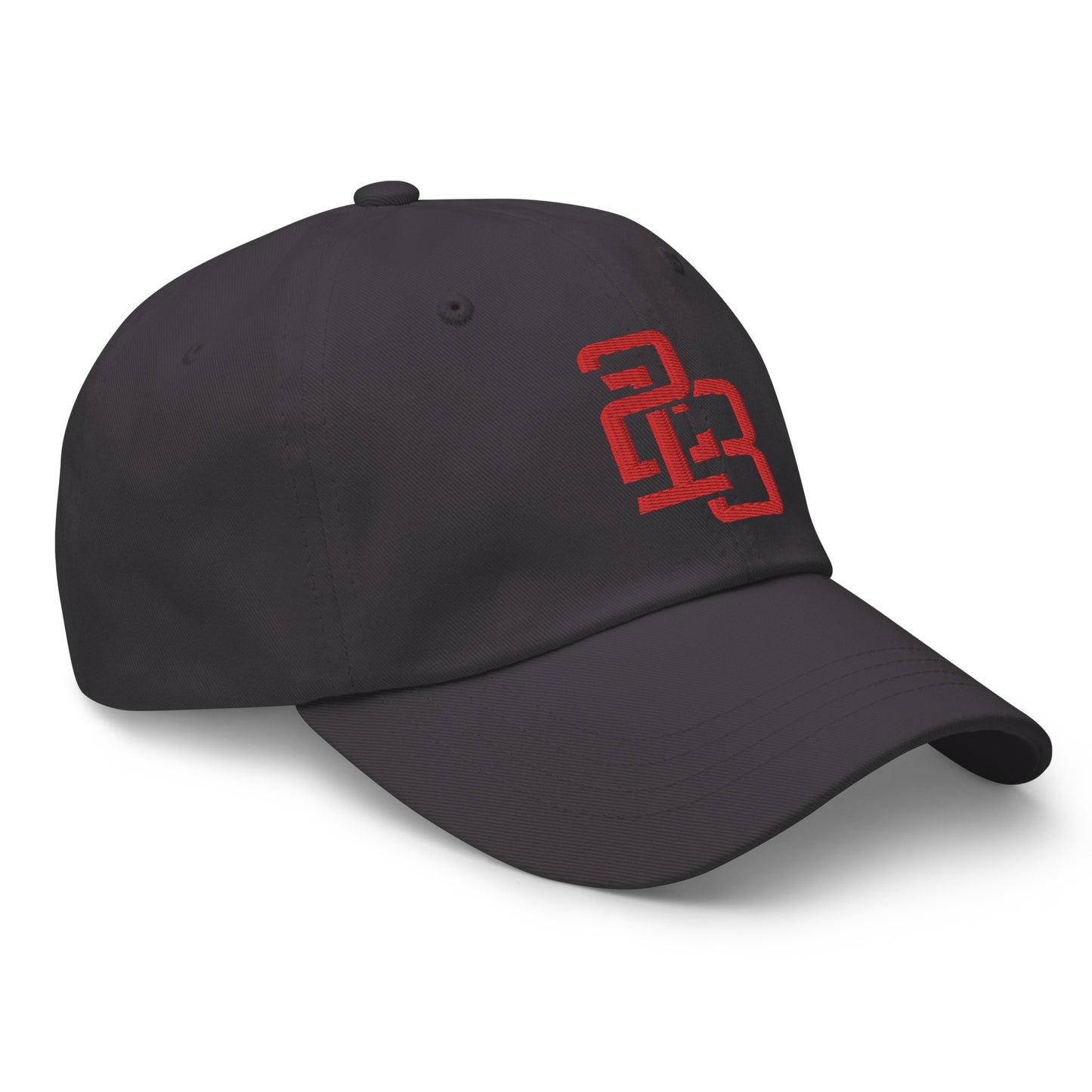 "213" Classic Dad Hat | Yupoong 6245CM | E Luna SELECT Tricrest 3 Red Thread Front, Left Side & Back Logos