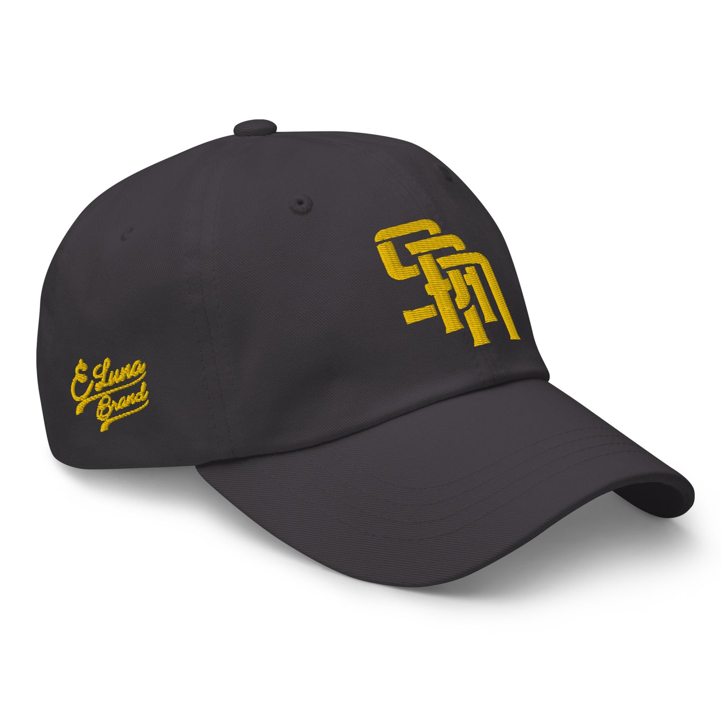 "SAN" Classic Dad Hat | Yupoong 6245CM | E Luna Brand PREMIUM Quadcrest 4 Gold Thread Logos: Front, Left, Right Signature & Back [3D Puff Edition]