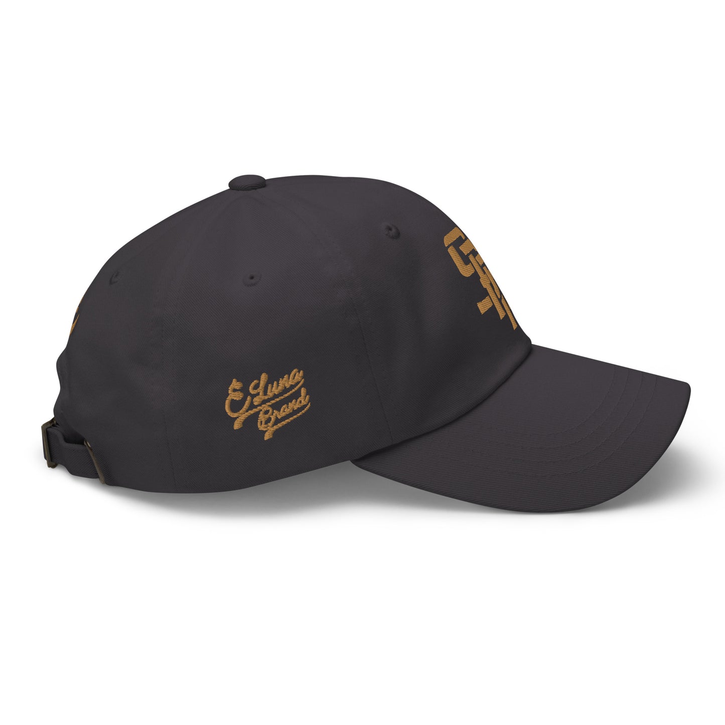 "SAN" Classic Dad Hat | Yupoong 6245CM | E Luna Brand PREMIUM Quadcrest 4 Old Gold Thread Logos: Front, Left, Right Signature & Back [3D Puff Edition]