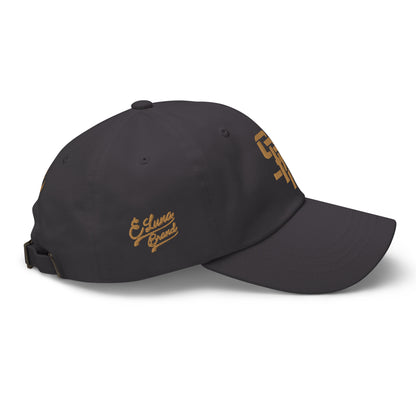 "SAN" Classic Dad Hat | Yupoong 6245CM | E Luna Brand PREMIUM Quadcrest 4 Old Gold Thread Logos: Front, Left, Right Signature & Back [3D Puff Edition]